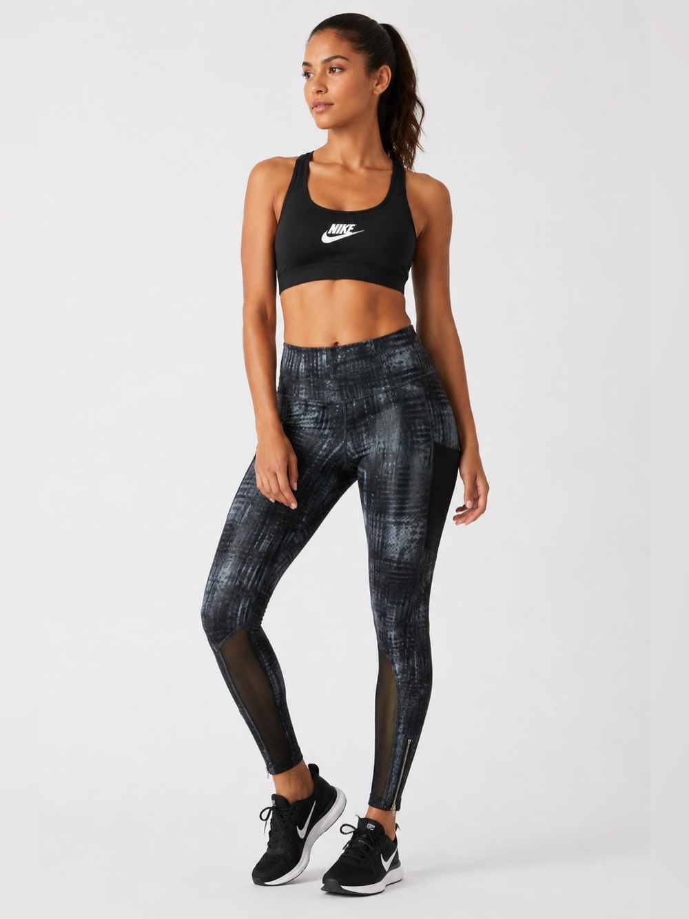 Nike Sportswear Patterned Mesh Zip Ankle Leggings Small High Rise Activewear